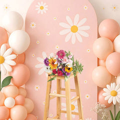 Aperturee - Aperturee Pink Daisies Balloon Arch Cake Smash Backdrop