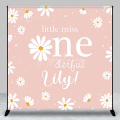 Aperturee - Aperturee Pink Daisy Little Miss Onederful Custom Backdrop Personalized First Birthday Party Decor for Baby Girl