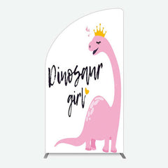 Aperturee Aperturee Pink Dinosaur Girl Birthday Party Half Moon Arch Backdrop