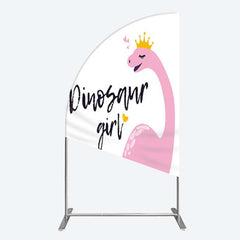 Aperturee Aperturee Pink Dinosaur Girl Birthday Party Half Moon Arch Backdrop