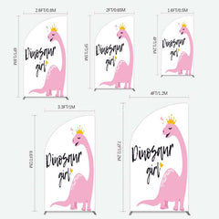 Aperturee Aperturee Pink Dinosaur Girl Birthday Party Half Moon Arch Backdrop