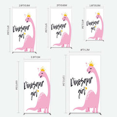 Aperturee Aperturee Pink Dinosaur Girl Birthday Party Rectangle Backdrop