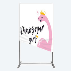 Aperturee Aperturee Pink Dinosaur Girl Birthday Party Rectangle Backdrop