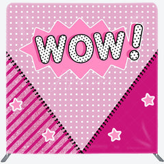Aperturee - Aperturee Pink Doll Surprise Tension Fabric Backdrop for Girls Wow Pop Art Comic Style Glam Glitter Birthday Party Decor