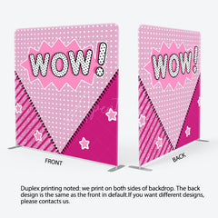 Aperturee - Aperturee Pink Doll Surprise Tension Fabric Backdrop for Girls Wow Pop Art Comic Style Glam Glitter Birthday Party Decor