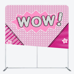 Aperturee - Aperturee Pink Doll Surprise Tension Fabric Backdrop for Girls Wow Pop Art Comic Style Glam Glitter Birthday Party Decor