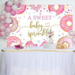 Aperturee - Aperturee Pink Donuts Sweet Baby Sprinkle Gender Reveal Backdrop