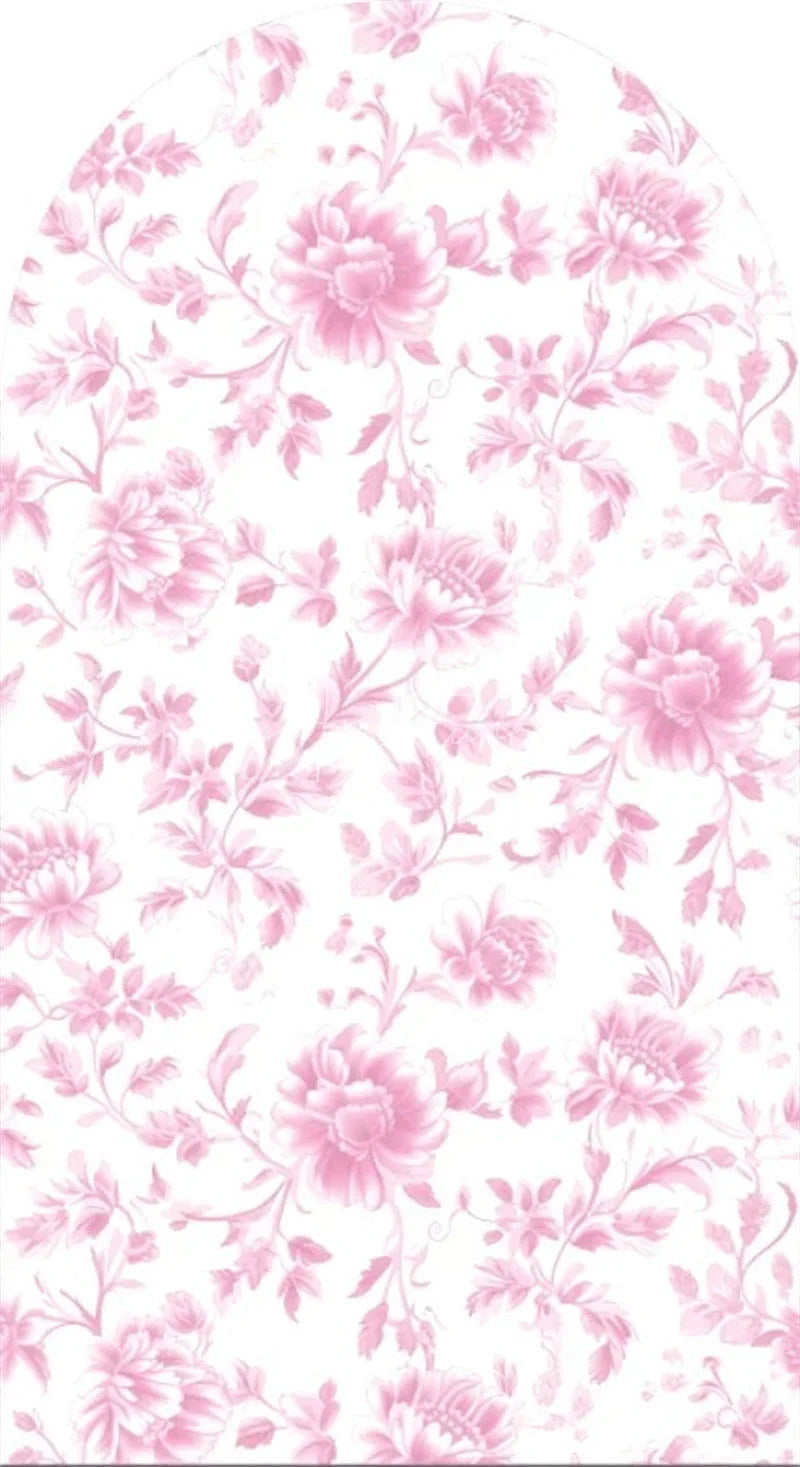 Aperturee - Aperturee Pink Floral Boho Arch Backdrop Delicate Flower Party Decor Rustic Photo Background for Birthday Baby Shower