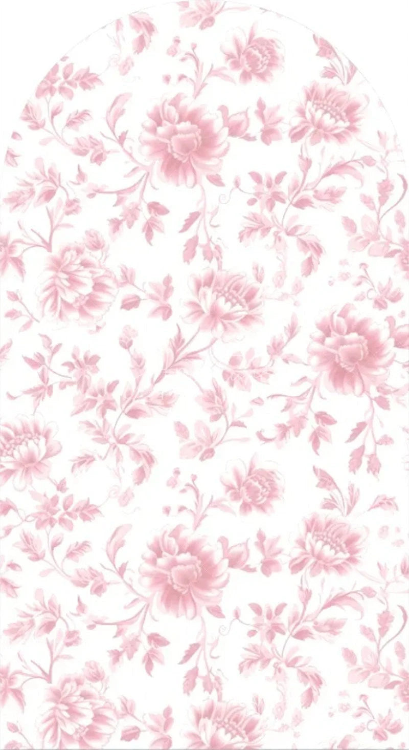 Aperturee - Aperturee Pink Floral Boho Arch Backdrop Delicate Flower Party Decor Rustic Photo Background for Birthday Baby Shower