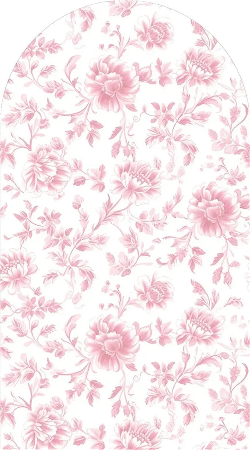 Aperturee - Aperturee Pink Floral Boho Arch Backdrop Delicate Flower Party Decor Rustic Photo Background for Birthday Baby Shower