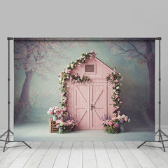 Aperturee - Aperturee Pink Floral Cabin Fresh And Sweet Spring Backdrops