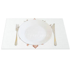 Aperturee - Aperturee Pink Floral Cross Set of 4 Placemats Elegant Rose Ribbon Holy Religious Table Mats Baptism First Communion Decor