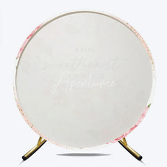 Aperturee - Aperturee Pink Floral Little Sweetheart Baby Shower Round Backdrop Rose and Baby Clothes Girl Party Cover