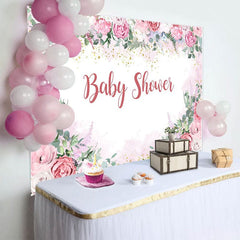 Aperturee - Aperturee Pink Flowers Spring Vibe Sweet Baby Shower Backdrop