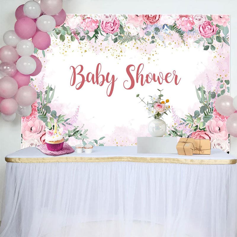 Aperturee - Aperturee Pink Flowers Spring Vibe Sweet Baby Shower Backdrop
