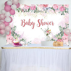 Aperturee - Aperturee Pink Flowers Spring Vibe Sweet Baby Shower Backdrop