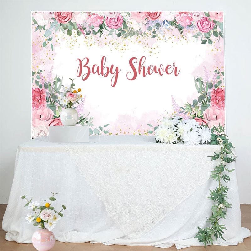Aperturee - Aperturee Pink Flowers Spring Vibe Sweet Baby Shower Backdrop