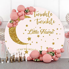 Aperturee - Aperturee Pink Gold Glitter Twinkle Twinkle Little Star Round Backdrop Dreamy Baby Shower Gender Reveal Party Decor