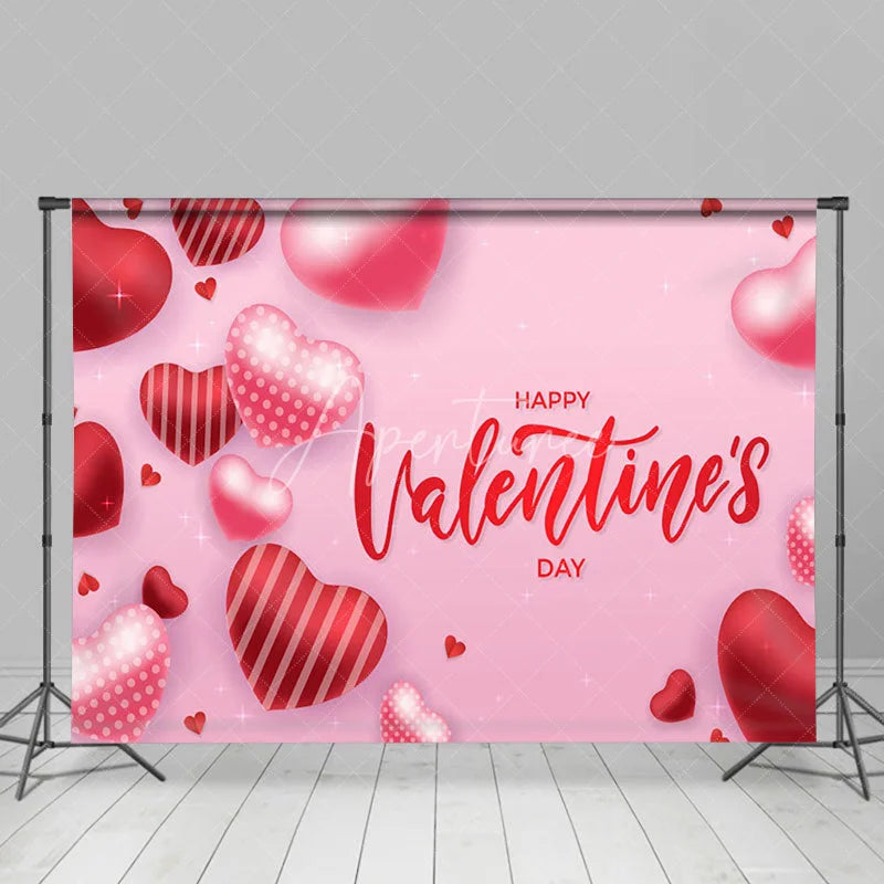 Aperturee - Aperturee Pink Hearts Romantic Happy Valentines Day Backdrop