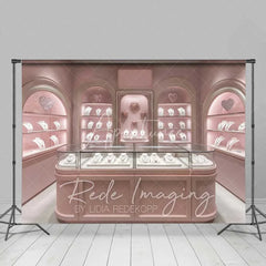 Aperturee - Aperturee Pink Jewelry Store Backdrop Elegant Boutique Display Romantic Photography Background for Valentine’s Day