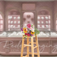 Aperturee - Aperturee Pink Jewelry Store Backdrop Elegant Boutique Display Romantic Photography Background for Valentine’s Day