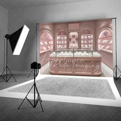 Aperturee - Aperturee Pink Jewelry Store Backdrop Elegant Boutique Display Romantic Photography Background for Valentine’s Day