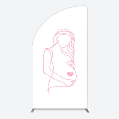Aperturee - Aperturee Pink Lined Pregnant Woman Baby Shower Half Moon Arch Backdrop