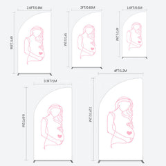 Aperturee - Aperturee Pink Lined Pregnant Woman Baby Shower Half Moon Arch Backdrop