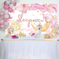 Aperturee - Aperturee Pink Masquerade Moon Light Bear Sleepover Backdrop