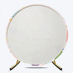 Aperturee - Aperturee Pink Princess 1st Birthday Round Backdrop Fairytale Castle Carriage Prop