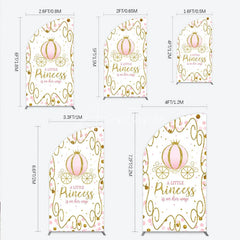 Aperturee - Aperturee Pink Pumpkin Carriage Baby Shower Half Moon Arch Backdrop Little Princess Party Decoration Royal Gold Glitter