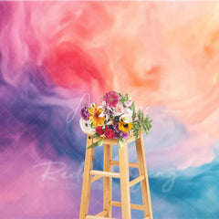 Aperturee - Aperturee Pink Purple and Blue Abstract Flowing Watercolor Backdrop Artistic Photography Background for Portrait