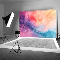 Aperturee - Aperturee Pink Purple and Blue Abstract Flowing Watercolor Backdrop Artistic Photography Background for Portrait