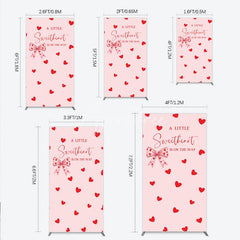 Aperturee - Aperturee Pink Red Hearts Bow Baby Shower Rectangle Arch Backdrop Sweetheart Is On The Way Party Decor