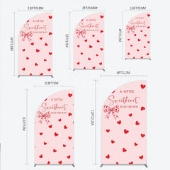 Aperturee - Aperturee Pink Red Hearts Bow Sweetheart Half Moon Arch Backdrop Lovely Baby Shower Is On The Way Party Decor