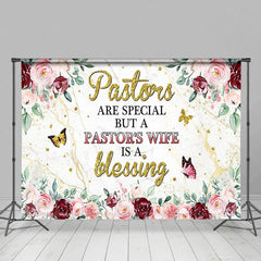 Aperturee - Aperturee Pink Red Rose Leaf Pastors Wife Appreciation Backdrop