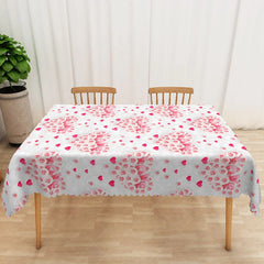 Aperturee - Aperturee Pink Rose Floral Heart Rectangle Tablecloth 3D Love Text Flower Table Cover Romantic Wedding Shower Decor