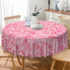 Aperturee - Aperturee Pink Rose Flower Round Tablecloth Soft Pastel Floral Bloom Table Cover for Wedding