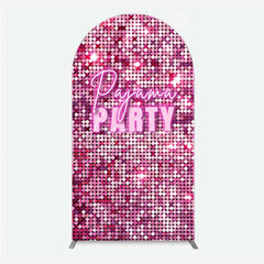 Aperturee - Aperturee Pink Sequin Pajama Party Arch Backdrop Glitter Girls Sleepover Photography Background