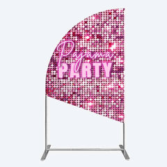 Aperturee - Aperturee Pink Sequin Pajama Party Half Moon Arch Backdrop Glitter Girls Sleepover Photography Background