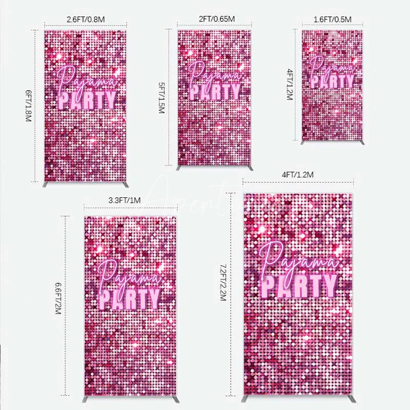 Aperturee - Aperturee Pink Sequin Pajama Party Rectangle Backdrop Glitter Girls Sleepover Photography Background