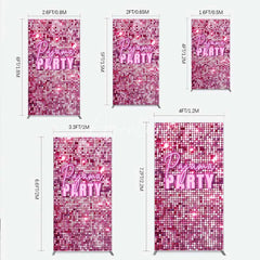 Aperturee - Aperturee Pink Sequin Pajama Party Rectangle Backdrop Glitter Girls Sleepover Photography Background