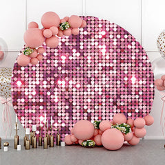 Aperturee - Aperturee Pink Sequin Round Backdrop Sparkle Glitz Photography Background for Wedding and Birthday
