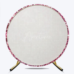 Aperturee - Aperturee Pink Sequin Round Backdrop Sparkle Glitz Photography Background for Wedding and Birthday