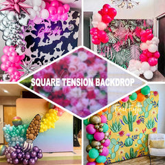 Aperturee - Aperturee Pink Silver Snowflake Baby Shower Square Backdrop