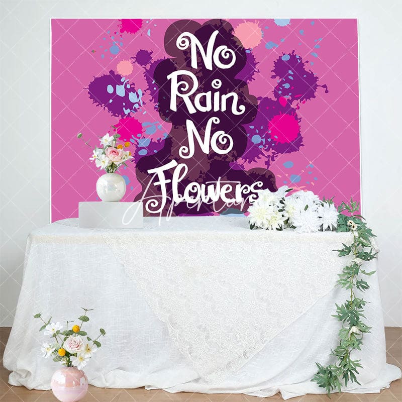 Aperturee - Aperturee Pink Splash No Rain No Flowers Baby Shower Backdrop