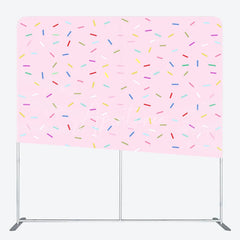 Aperturee - Aperturee Pink Sprinkles Double-Sided Tension Fabric Backdrop Fun Donut Party Theme Dessert Table Photo Booth Decor
