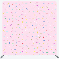 Aperturee - Aperturee Pink Sprinkles Double-Sided Tension Fabric Backdrop Fun Donut Party Theme Dessert Table Photo Booth Decor
