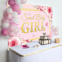 Aperturee - Aperturee Pink Sweet Butterfly Sweet Girl Baby Shower Backdrop