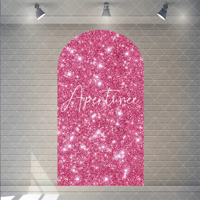 Aperturee - Aperturee Pink Twinkle Little Star Arch Backdrop for Girl Baby Shower Birthday Party Decorations Polyester Fabric Wall Decor
